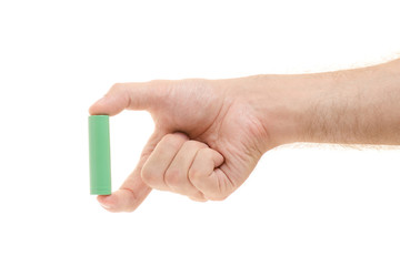 18650 batteries in a male hand