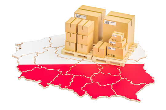 Fototapeta Shipping and Delivery from Poland concept, 3D rendering