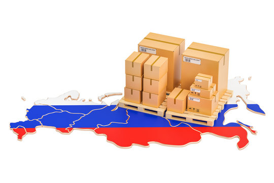 Shipping and Delivery from Russia concept, 3D rendering