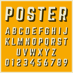 Alphabet font template vintage poster design