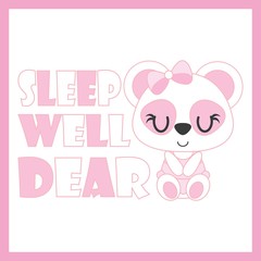 Obraz na płótnie Canvas Cute baby panda sleep well vector cartoon illustration for baby shower card design, kid t shirt design, and wallpaper
