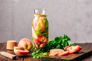 Infused Water with Peach and Basil.