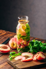 Flavored Water with Peach and Basil.
