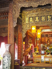 Chinese style shrine, inner view stacked wooden door border