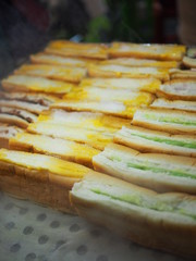 Thai local traditional steamed bun with butter and green egg curd filling