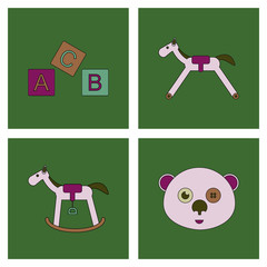 Set of children toys in different sets in flet on white board © gorovits
