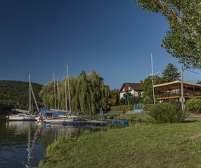 Fototapeta na wymiar Port and boats in Cirkvice village in north Bohemia