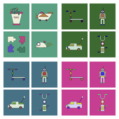 Set of children toys in different sets in flet on white board © gorovits