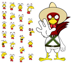 grumpy chicken mexican expressions cartoon setin vector format