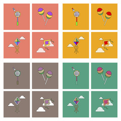 Set of children toys in different sets in flet on white board © gorovits