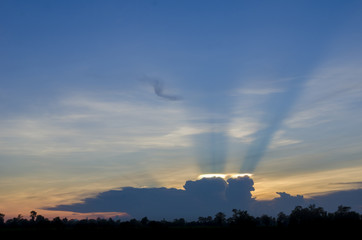 Clouds with light of sunset