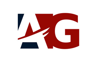 AG Red Negative Space Square Swoosh Letter Logo