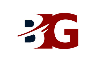 BG Red Negative Space Square Swoosh Letter Logo