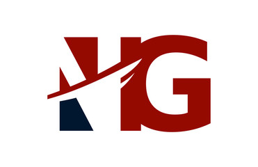 NG Red Negative Space Square Swoosh Letter Logo