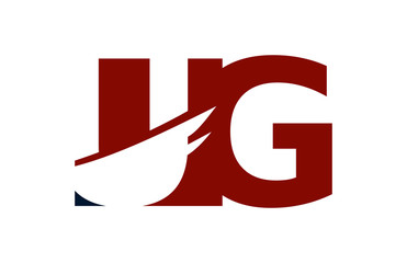 UG Red Negative Space Square Swoosh Letter Logo