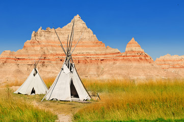 Wigwams at a scenic view in Badlands National Park, South Dakota, USA - Powered by Adobe