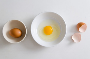Fresh egg yolk in a bowl prepare for cooking,Food ingredient