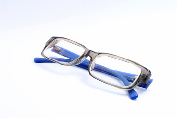 Blue glasses Isolated on white background.