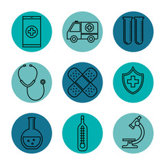 medical equipment supplies healthcare icons set vector illustration
