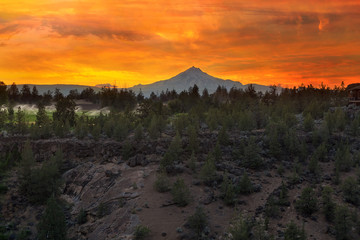 Three Fingered Jack Mountain at Sunset in central oregon