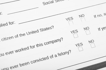 Close up of personal information application. Focus on the section citizen of United States and check box
