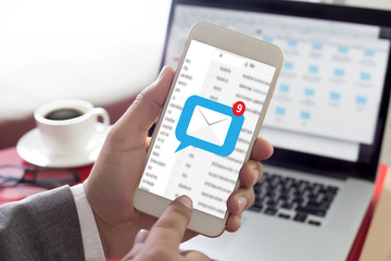 Mail Communication Connection message to mailing contacts phone Global Letters Concept