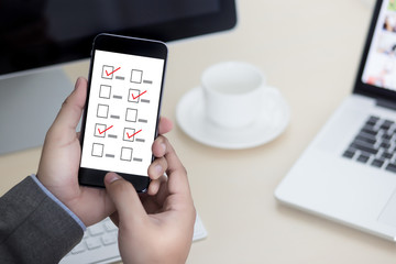 businessman SURVEY and Results Analysis Discovery Concept