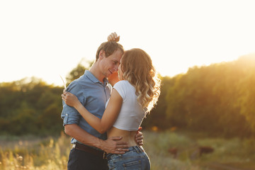 Couple in love. Tenderness and embrace
