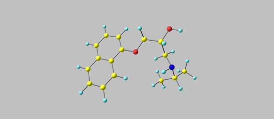 Propranolol molecular structure isolated on grey