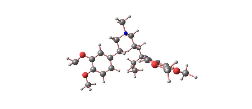 Verapamil molecular structure isolated on white