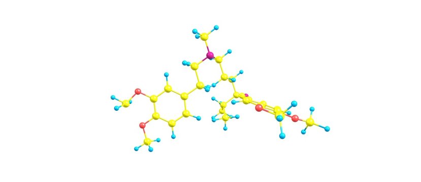 Verapamil molecular structure isolated on white