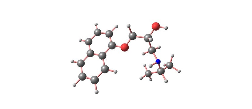 Propranolol molecular structure isolated on white