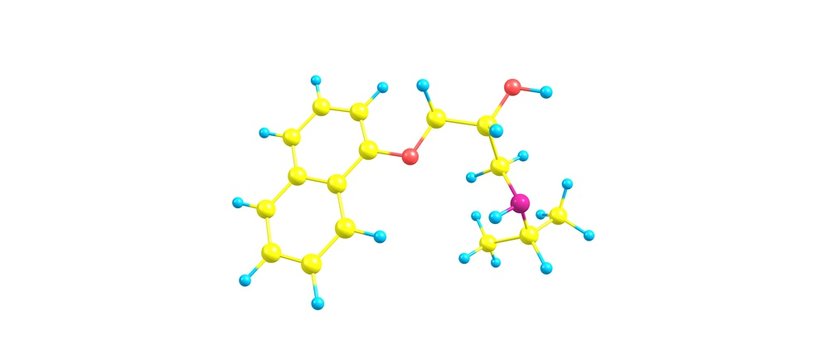 Propranolol molecular structure isolated on white