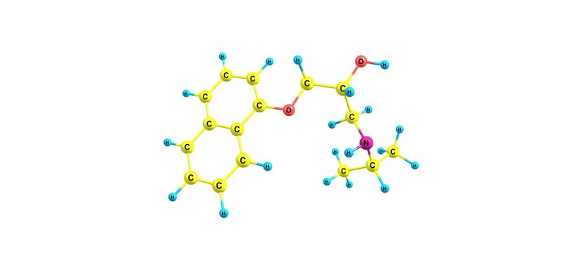 Propranolol molecular structure isolated on white