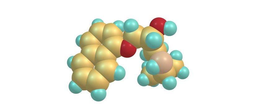 Propranolol molecular structure isolated on white
