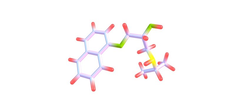 Propranolol molecular structure isolated on white