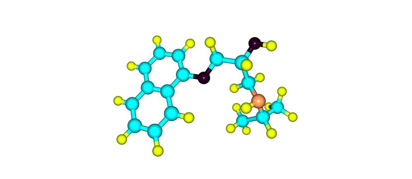 Propranolol molecular structure isolated on white
