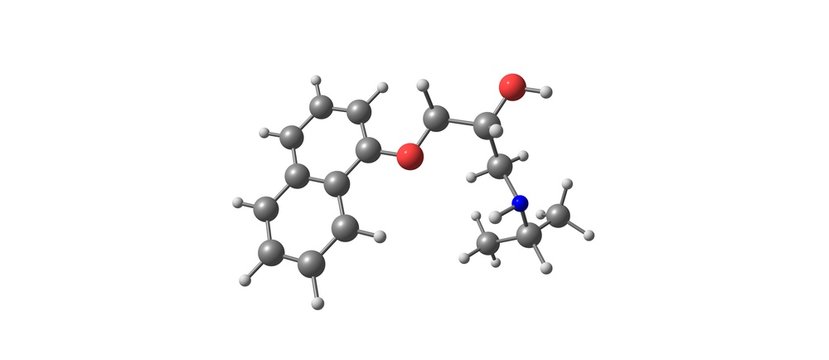 Propranolol molecular structure isolated on white
