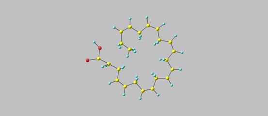 Docosahexaenoic acid molecular structure isolated on grey