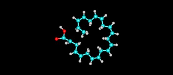 Docosahexaenoic acid molecular structure isolated on white