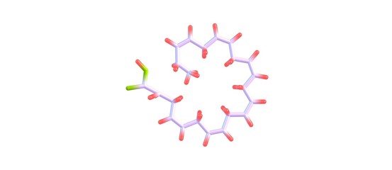 Fototapeta na wymiar Docosahexaenoic acid molecular structure isolated on white