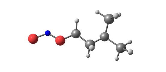 Isoamyl nitrite molecular structure isolated on white