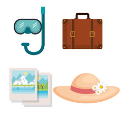 vacation travel set equipment ready for adventure concept vector illustration