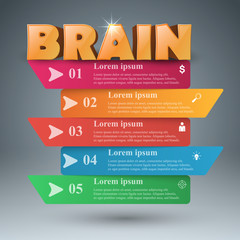 Brain 3d logo on the grey background