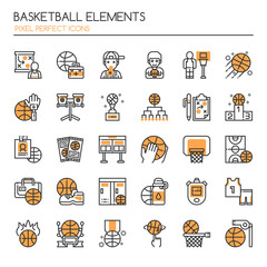 Basketball Element , Thin Line and Pixel Perfect Icons.