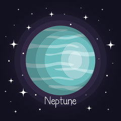 neptune planet in space with stars shiny cartoon style vector illustration © Gstudio