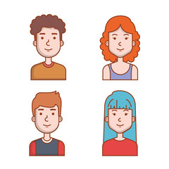 avatars people man and woman portrait set vector illustration