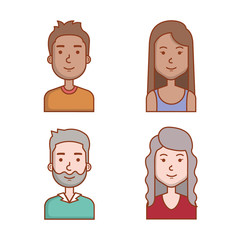 avatars people man and woman portrait set vector illustration