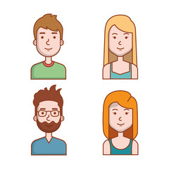 avatars people man and woman portrait set vector illustration
