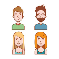 avatars people man and woman portrait set vector illustration